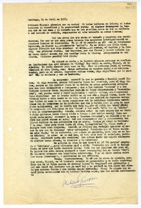[Carta] 1957 abril 21, Santiago [a] Estimado Miguel [Espinoza]  [manuscrito] Matilde Guevara.