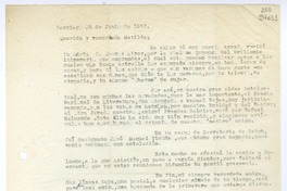 [Carta] 1957 junio 18, Santiago [a] Querida y recordada Matilde [Ladrón de Guevara]  [manuscrito] René.