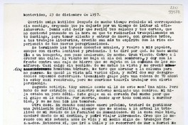 [Carta] 1957 diciembre 23, Montevideo [a] Querida amiga Matilde  [manuscrito] Carlos [Sabat Ercasty].