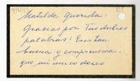 [Tarjeta] [1957],[Santiago] [a] Matilde querida  [manuscrito] Margarita.