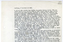[Carta] 1958 enero 27, Santiago [a] querido Hugo Emilio  [manuscrito] Matilde [Ladrón de Guevara].