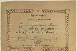 [Diploma] 1968 diciembre, San Bernardo [a] Matilde Ladrón de Guevara  [manuscrito] Alcalde y Gobernador.
