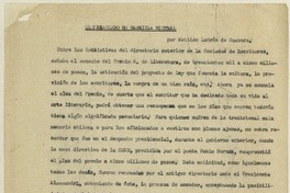 El traslado de Gabriela Mistral  [manuscrito] Matilde Ladrón de Guevara.