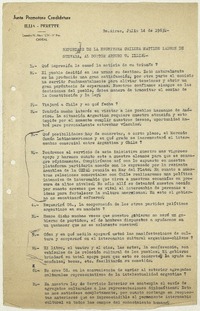 Reportaje de la escritora chilena Matilde Ladrón de Guevara, al doctor Arturo U. Illia  [manuscrito] Matilde Ladrón de Guevara.