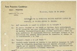 Reportaje de la escritora chilena Matilde Ladrón de Guevara, al doctor Arturo U. Illia  [manuscrito] Matilde Ladrón de Guevara.