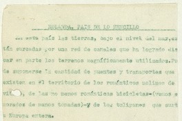 Holanda, país de lo sencillo  [manuscrito] Matilde Ladrón de Guevara.