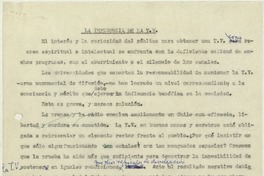 La influencia de la T.V.  [manuscrito] Matilde Ladrón de Guevara.