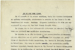 En el New York Times  [manuscrito] Matilde Ladrón de Guevara.