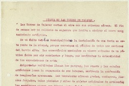 Fiesta en las torres de Tajamar  [manuscrito] Matilde Ladrón de Guevara.