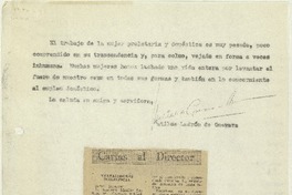 [Carta] 1966 abril 10, Santiago, Chile [a] Señor Director [La Nación]  [manuscrito] Matilde Ladrón de Guevara.