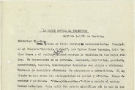 La noche devora al vagabundo  [manuscrito] Matilde Ladrón de Guevara.