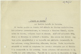 ¿Vamos al teatro?  [manuscrito] Matilde Ladrón de Guevara.