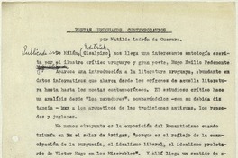 Poetas uruguayos contemporáneos  [manuscrito] Matilde Ladrón de Guevara.