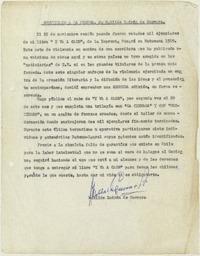 Comunicado a la prensa  [manuscrito] Matilde Ladrón de Guevara.