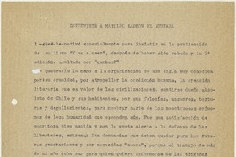 Entrevista a Matilde Ladrón de Guevara  [manuscrito] Matilde Ladrón de Guevara.