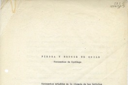 Piedra y bronce de Chile  [manuscrito] Oreste Plath.