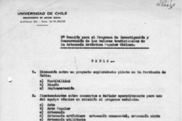 2° Reunión para el programa de investigación y conservación de los valores tradicionales de Artesanía Artística popular Chilena.  [manuscrito] Oreste Plath.