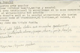 Lo popular  [manuscrito] Oreste Plath.