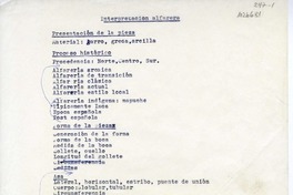 Interpretación alfarera  [manuscrito] Oreste Plath.