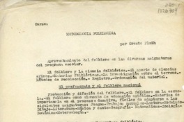 [Folklore chileno]  [manuscrito] Oreste Plath.