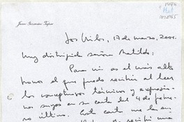 [Carta] 2001 marzo 17, Los Vilos, Chile [a] Matilde Ladrón de Guevara  [manuscrito] Juan Guzmán Tapia.