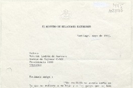 [Carta] 1993 mayo, Santiago, Chile [a] Matilde Ladrón de Guevara  [manuscrito] Enrique Silva Cimma.