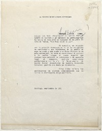 [Carta] 1991 septiembre, Santiago, Chile [a] Matilde Ladrón de Guevara  [manuscrito] Enrique Silva Cimma.
