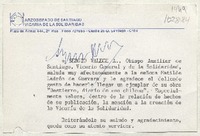[Tarjeta] [1983?], Santiago, Chile [a] Matilde Ladrón de Guevara  [manuscrito] Sergio Valech.
