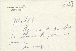 [Tarjeta] [1987], Santiago, Chile [a] Matilde Ladrón de Guevara  [manuscrito] Radomiro Tomic.