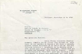 [Carta] 1989 diciembre 21, Santiago, Chile [a] Matilde Ladrón de Guevara  [manuscrito] Radomiro Tomic.