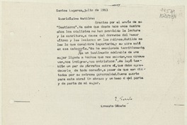[Carta] 1983 julio, Santos Lugares, Argentina [a] Matilde Ladrón de Guevara  [manuscrito] Ernesto Sábato.