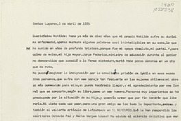 [Carta] 1995 abril 3, Santos Lugares, Argentina [a] Matilde Ladrón de Guevara  [manuscrito] Ernesto Sábato.