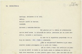 [Carta] 1995 septiembre 12, Santiago, Chile [a] Matilde Ladrón de Guevara  [manuscrito] Edmundo Concha.