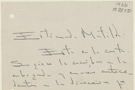 [Tarjeta] [1995], Santiago, Chile [a] Matilde Ladrón de Guevara  [manuscrito] Enrique Laforcade.
