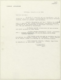 [Carta] 1995 octubre 10, Santiago, Chile [a] Matilde Ladrón de Guevara  [manuscrito] Enrique Laforcade.