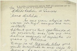 [Carta] 1986 octubre 3, Buenos Aires, Argentina [a] Matilde Ladrón de Guevara  [manuscrito] Gabriel Fagnilli Fuentes.