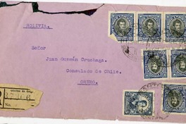 [Sobres] [entre 1928 y 1929] Santiago, Chile [a] Juan Guzmán Cruchaga, Oruro, Bolivia  [manuscrito] Marta Brunet.