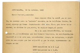 [Carta] 1953 octubre 18, Antofagasta [a] Mario Ferrero  [manuscrito] Andrés Sabella.