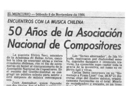 50 Años de la Asociación Nacional de Compositores Encuentros con la música chilena