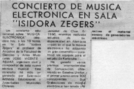 Concierto de Música Electronica en sala "Isidora Zegers"