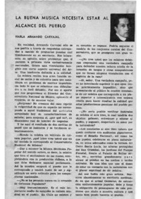 La buena música Necesita estar al alcance del pueblo Habla Armando Carvajal