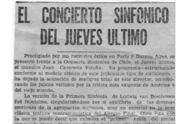 El concierto sinfónico del jueves último