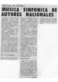 Música sinfónica de autores nacionales Editan en Chile: