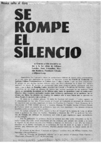 Se rompe el silencio. Música culta al disco.