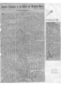 Acario Cotapos y su labor en Buenos Aires