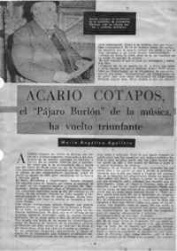 Acario Cotapos el "Pájaro Burlón" de la música, ha vuelto triunfante.