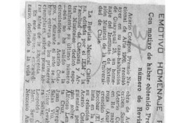 Emotivo Homenaje recibió Acario Cotapos Con motivo de haber obtenido Premio Nacional de Arte 1960, se le dedicó número de Revista Musical Chilena