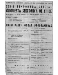 XXIII Temporada Oficial Orquesta Sinfónica de Chile Instituto de Extensión Musical de la Universidad de Chile