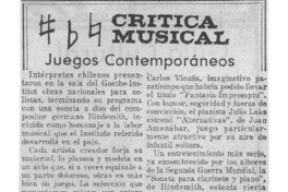 Crítica Musical Juegos Contemporáneos