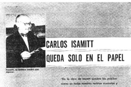 Carlos Isamitt queda sólo en el papel
